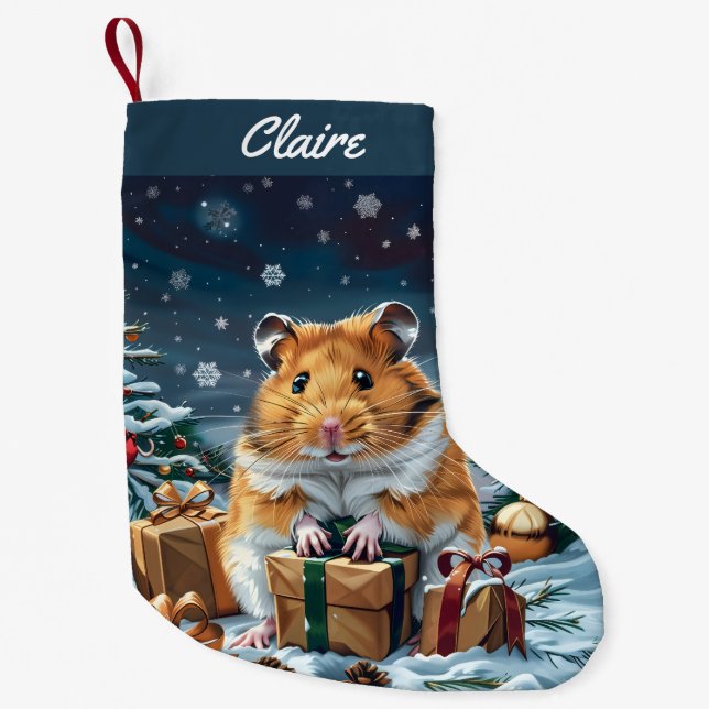 Hamsters With Gifts Christmas Small Christmas Stocking (Front)