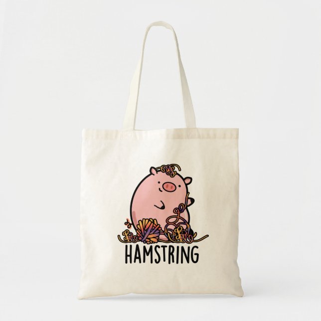 Hamstring Cute Pig Pun Tote Bag (Front)