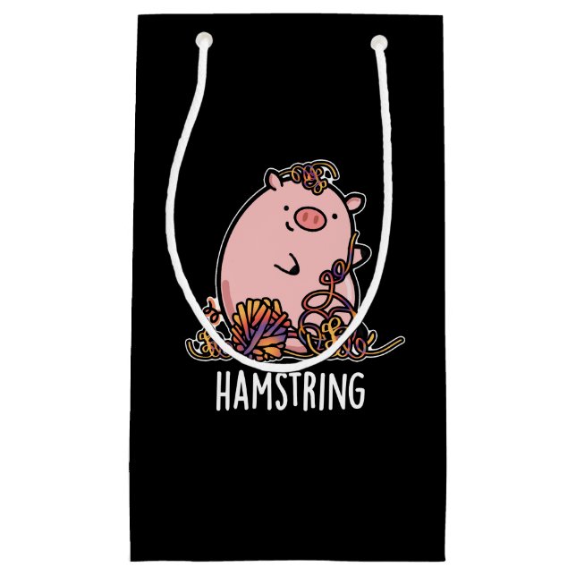 Hamstring Funny Pig Pun Dark BG Small Gift Bag (Front)