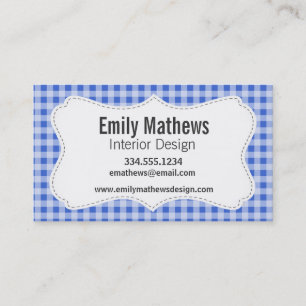 Han Blue Gingham; Chequered Business Card