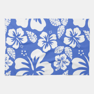 Han Blue Hawaiian Tropical Hibiscus Tea Towel