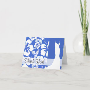 Han Blue Hawaiian Tropical Hibiscus Thank You Card