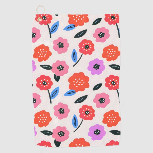Han drawing flowers pattern golf towel (Front)