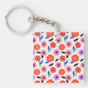 Han drawing flowers pattern key ring