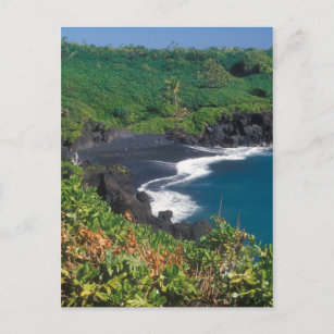 Hana Black Sand Beach Maui Hawaii Postcard
