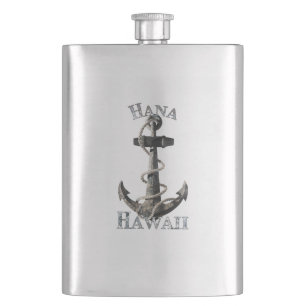 Hana Hawaii Vacation Nautical Anchor Sailing Hip Flask
