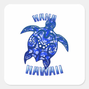 Hana Hawaii Vacation Tribal Turtle Square Sticker