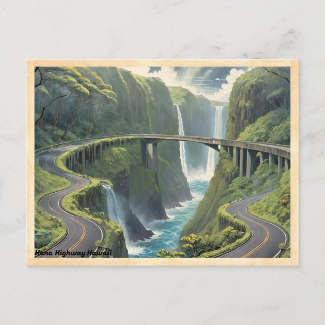 Hana Highway Hawaii Vintage Travel Postcard (Front)