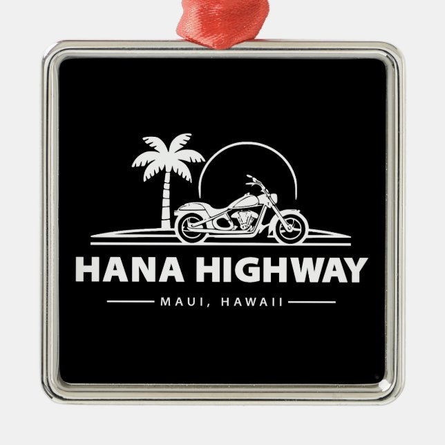 Hana Highway Maui Hawaii Motorcycle Metal Tree Decoration (Front)