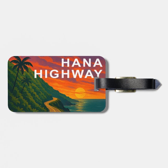 Hana Highway Maui Hawaii Sunset Luggage Tag (Back Horizontal)