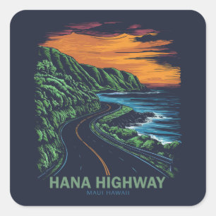 Hana Highway Maui Hawaii Vista Square Sticker