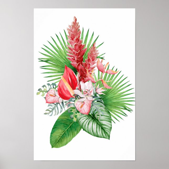 Hana hou! (White) Hawaiian Flower Arrangement  Poster (Front)