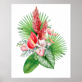 Hana hou! (White) Hawaiian Flower Arrangement  Poster