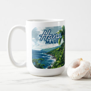 Hana Maui Hawaii Road to Hana Beach Coast Retro Coffee Mug