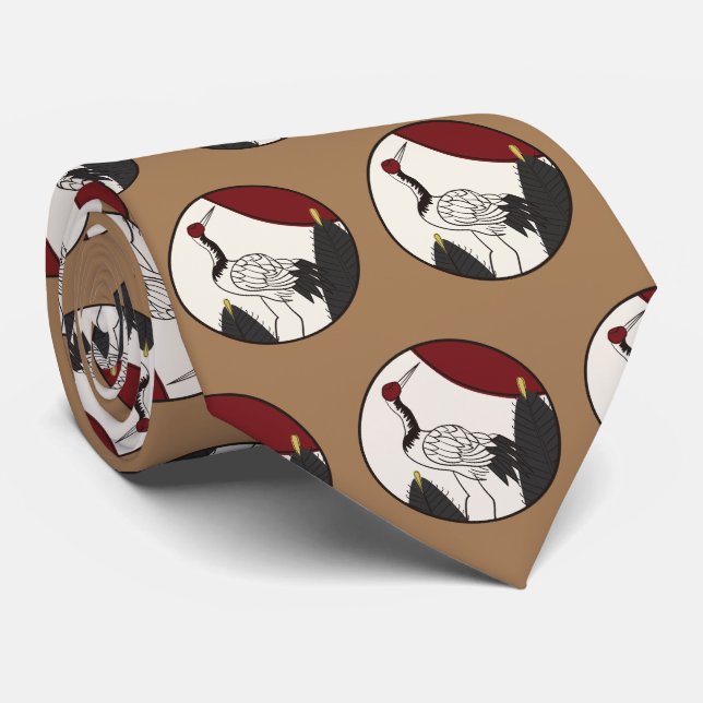 Hanafuda "Matsu-ni-tsuru" Tie (Rolled)