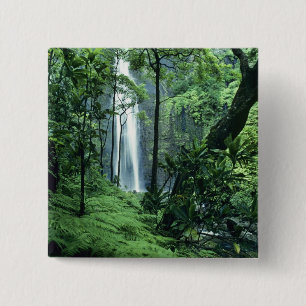 Hanakapiai Falls along the Na Pali Coast, Kauai, 15 Cm Square Badge
