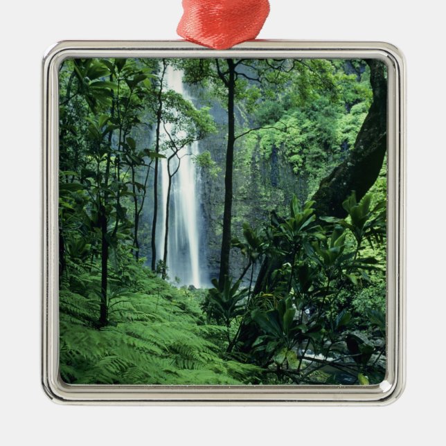 Hanakapiai Falls along the Na Pali Coast, Kauai, Metal Tree Decoration (Front)