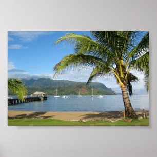 Hanalei Bay and Pier Kauai, Hawaii Poster