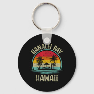 Hanalei, Bay Beach Hawaii Palm Tree Family Summer Key Ring