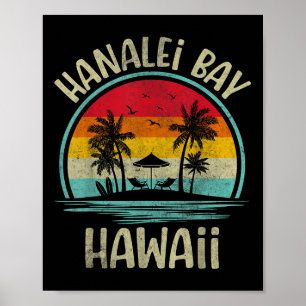 Hanalei, Bay Beach Hawaii Palm Tree Family Summer Poster