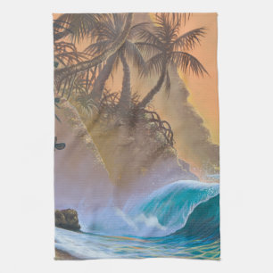 Hanalei Bay Beach Surf Tea Towel