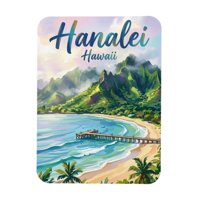 Hanalei Bay Hawaii Magnet (Vertical)