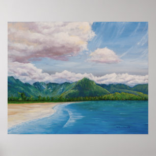 Hanalei Bay Hawaii Painting Poster