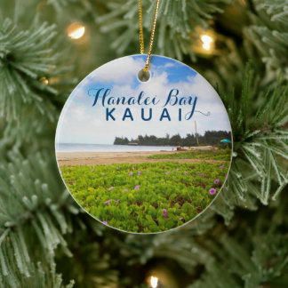 Hanalei Bay Kauai Hawaii 2 Photo Year Ceramic Tree Decoration