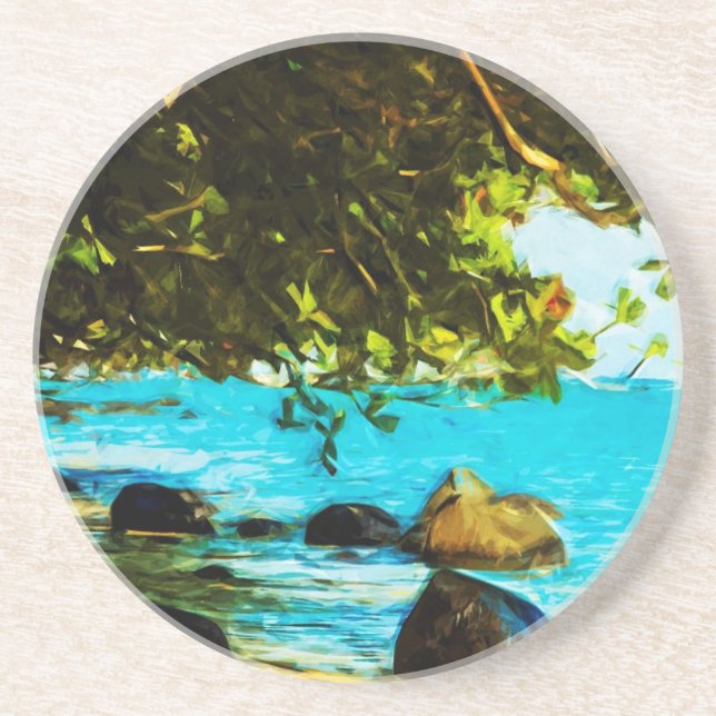 Hanalei Bay Kauai Hawaii Abstract Coaster (Front)