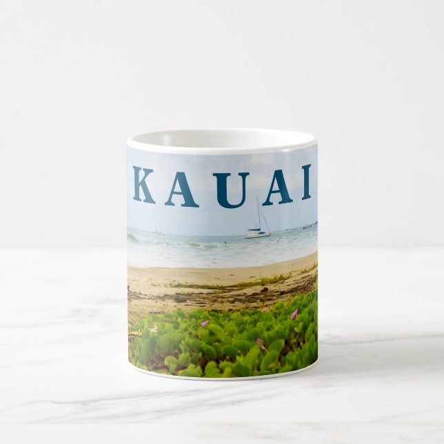 Hanalei Bay Kauai Hawaii Beach & Boats Coffee Mug (Center)