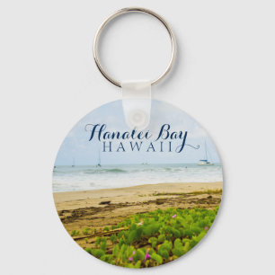 Hanalei Bay Kauai Hawaii Beach & Boats Key Ring