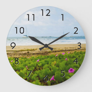 Hanalei Bay Kauai Hawaii Beach & Boats Large Clock
