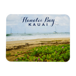 Hanalei Bay Kauai Hawaii Beach & Boats Magnet