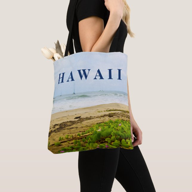 Hanalei Bay Kauai Hawaii Beach & Boats Tote Bag (Close Up)