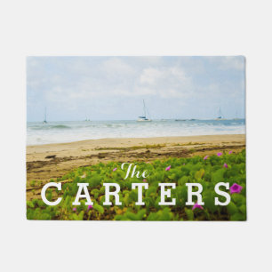 Hanalei Bay, Kauai Hawaii Beach & Sail Boats Doormat