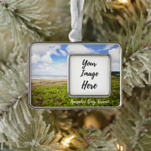 Hanalei Bay Kauai Hawaii Beach Silver Plated Framed Ornament