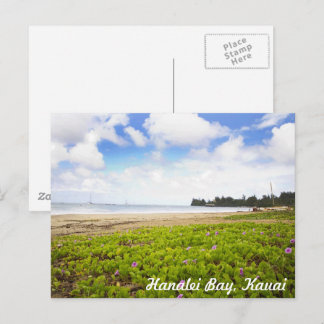 Hanalei Bay, Kauai Hawaii Tropical Beach Scene Postcard