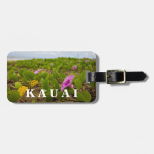 Hanalei Bay, Kauai Morning Glory Purple Flower Luggage Tag