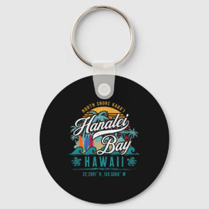 Hanalei Byy North Shore Kauai Hawaii Retro Sun Sur Key Ring