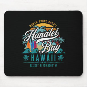 Hanalei Byy North Shore Kauai Hawaii Retro Sun Sur Mouse Mat
