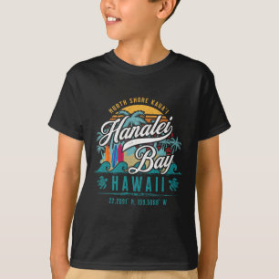 Hanalei Byy North Shore Kauai Hawaii Retro Sun Sur T-Shirt