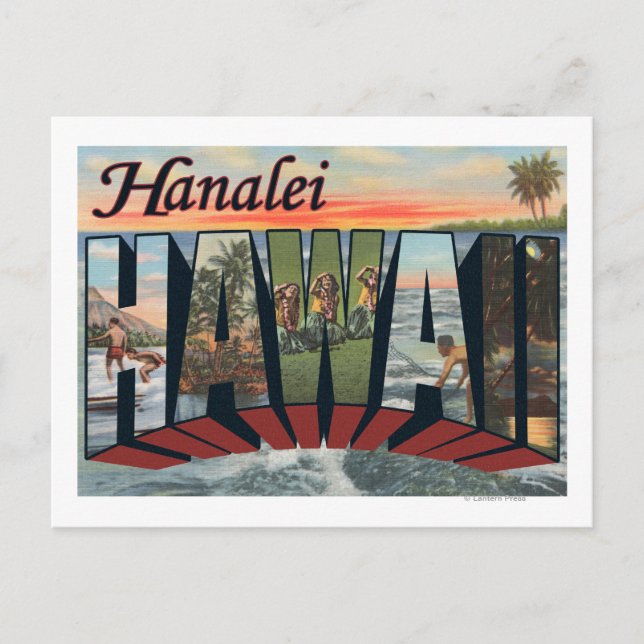 Hanalei, Hawaii - Large Letter Scenes Postcard (Front)