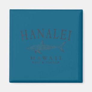 Hanalei hawaii shark retro slate art fishing  magnet