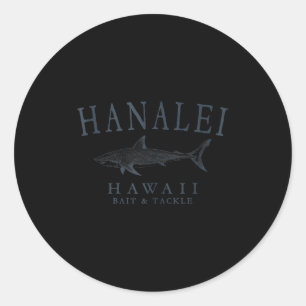 Hanalei hawaii shark retro slate art fishing tank classic round sticker