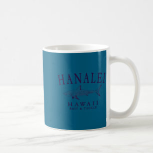 Hanalei hawaii shark vintage plum art fishing coffee mug