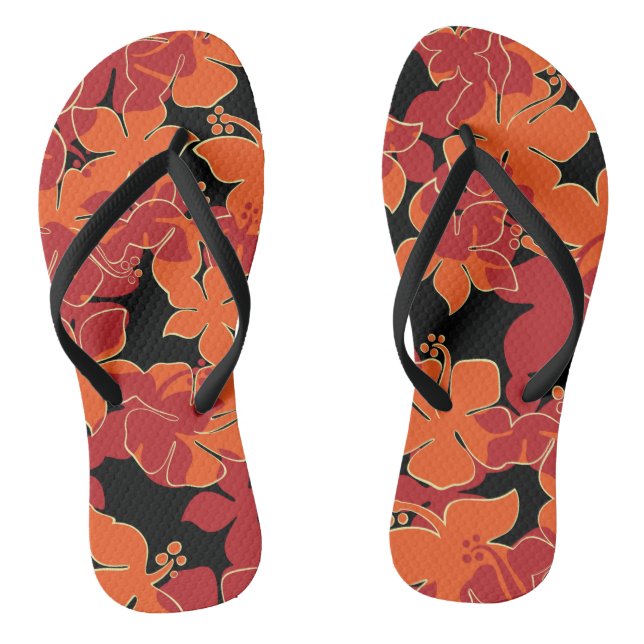 Hanalei Hawaiian Hibiscus Camo Floral Flip Flops (Footbed)