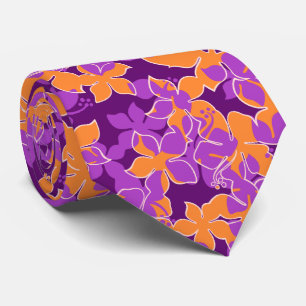 Hanalei Hawaiian Hibiscus Floral Two-sided Printed Tie