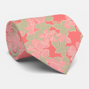 Hanalei Hawaiian Hibiscus Floral Two-sided Printed Tie