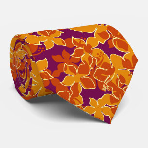 Hanalei Hawaiian Hibiscus Floral Two-sided Printed Tie