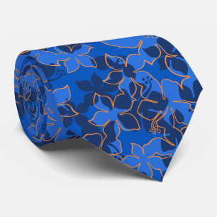 Hanalei Hawaiian Hibiscus Floral Two-sided Printed Tie